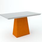 Mesa de Jantar Para 4 ou 6 Lugares Tampo De Madeira Com Vidro Bárbara 1,35m Ype Off White New Ceval