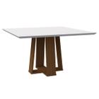 Mesa De Jantar Para 6 Lugares 1,35m Tampo Chanfrado Com Vidro Valencia Cor Imbuia Off White New Ceval