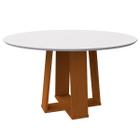 Mesa De Jantar Para 6 Lugares Tampo Redondo Com Vidro 1,35m Isabela Ype Off White New Ceval