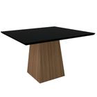 Mesa De Jantar Para 6 Ou 8 Lugares 1,35m Tampo De Madeira Com Vidro Cor Imbuia Preto Jasmin New Ceval