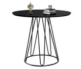 Mesa De Jantar Preta 1,0m Rubi Base Metal Tampo Com Vidro