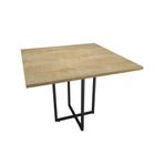 Mesa de Jantar Quadrada 04 Lugares Jade 90 cm Natural Base Metálica Industrial Preto - D'Rossi