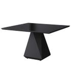 Mesa De Jantar Quadrada 140x140cm Lia Tampo Vidro Preto CCS