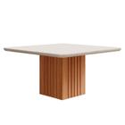 Mesa de jantar quadrada Ana 130cm Tampo MDF/Vidro Nature/Off White Cimol