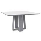 Mesa de Jantar Quadrada Tampo com Vidro Leka 135 cm Off White - D'Rossi