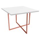 Mesa de Jantar Quadrado Thales 90cm Industrial Ferro Bronze Tampo 100% MDF Branco - Ahazzo Móveis