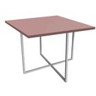 Mesa de Jantar Quadrado Thales 90cm Industrial Ferro Prata Tampo 100% MDF Rose Rosa - Ahazzo Móveis