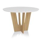 Mesa de Jantar Ravi C03 Redondo 135 cm - Laca Branco/Freijó - Amarena Móveis - Am Decor