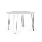 Mesa de Jantar Redonda 6 Lugares 120cm Base de Ferro Hairpin - Straub