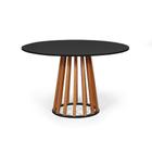 Mesa de Jantar Redonda 6 Lugares 120cm em MDF e Madeira Maciça Gabi Preta - Straub Web