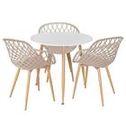 Mesa de jantar redonda 80 cm branco + 3 cadeiras Clarice Nest