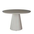 Mesa de Jantar Redonda com Tampo Vidro 140cm Liz Base Cone Off White CCS