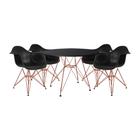 Mesa de Jantar Redonda Eames Eiffel Preta 110cm com 4 Poltronas Pretas Ferro Cobre - CASA PRIME