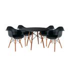 Mesa de Jantar Redonda Eiffel Eames em Madeira 110cm Preta com 4 Poltronas Pretas - Up Home