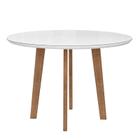 Mesa de Jantar Redonda Tampo Vidro 108x108 Pés Oblongo Turmalina RV Móveis Branco