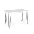 Mesa de Jantar Retangular 6 Lugares 140x75 Base de Ferro Hairpin Branco - Straub Web