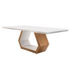 Mesa de Jantar Retangular com Tampo de Vidro Ane I Off White e Imbuia 220 cm - Mobillare