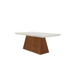 Mesa de Jantar Retangular com Tampo de Vidro Luna Ripado Imbuia e Off White - Modern