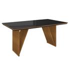 Mesa de Jantar Retangular Mia 160x90 cm Preto com Base de Madeira Mel - D'Rossi