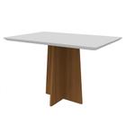 Mesa de Jantar Retangular Tampo com Vidro Angra 135 cm Off White Base Imbuia - D'Rossi - DROSSI