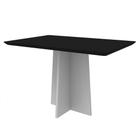 Mesa de Jantar Retangular Tampo com Vidro Angra 135 cm Preto Base Off White - D'Rossi - DROSSI