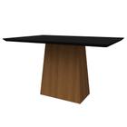 Mesa de Jantar Retangular Tampo com Vidro Bella 120 cm Preto Base Imbuia - D'Rossi - DROSSI