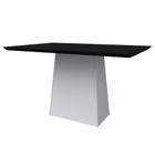 Mesa de Jantar Retangular Tampo com Vidro Bella 135 cm Preto Base Off White - D'Rossi - DROSSI