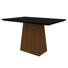 Mesa de Jantar Retangular Tampo com Vidro Ester 120 cm Preto Base Imbuia - D'Rossi - DRossi