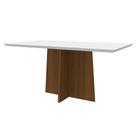 Mesa de Jantar Retangular Tampo com Vidro Sabrina 160 cm Off White Base Imbuia - D'Rossi