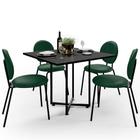 Mesa de Jantar Rivera Preto 90cm com 04 Cadeiras Industrial Évora F01 material sintético Verde - Lyam