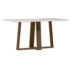 Mesa de Jantar Rubi 160x90 cm com Vidro Imbuia Off White New Ceval