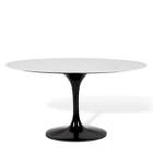 Mesa de Jantar Saarinen Oval 160x90 cm Mármore Carrara Base Preta - Linn Design