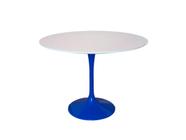 Mesa de Jantar Saarinen Redonda 110 cm Tampo Laca Branca Base Azul - Personal Moveis Design