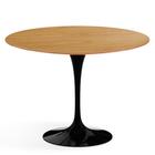 Mesa de Jantar Saarinen Tulipa Redonda 4 a 6 lugares 110cm Preto/Madeira Feijó