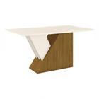 Mesa De Jantar Tampo Mdf Com Vidro 160cm Lucena Henn Nature Com Off White