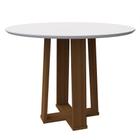 Mesa De Jantar Tampo Vidro 120 Cm Off White Base Imbuia - DROSSI