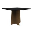 Mesa De Jantar Tampo Vidro Tina 100 Cm Preto Base Imbuia - DROSSI