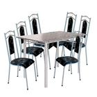 Mesa de jantar Tubular Bahia Retangular de 145x75 com 6 cadeiras pedra Granito - SerraTubos