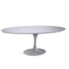 Mesa de Jantar Tulipa Oval 160x90cm Base Alumínio Tampo MDF com Vidro