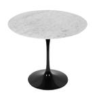 Mesa de Jantar Tulipa Saarinen Redonda 100 cm Mármore Carrara Base Preta