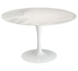 Mesa De Jantar Tulipa Saarinen Redonda 120 cm Mármore Branco Extra