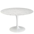 Mesa de Jantar Tulipa Saarinen Redonda 120 cm Mármore Carrara Base Branca - Linn Design