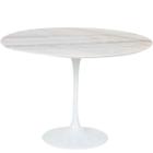 Mesa de Jantar Tulipa Saarinen Redonda 160 cm Mármore Branco Extra