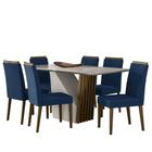 Mesa de Jantar Veneza 160x90 com 6 Cadeiras Caroline - New Ceval