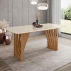 Mesa de Madeira Adriana com Vidro Nature/Off White - Henn