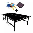 MESA DE PING PONG COR PRETA OFICIAL MDP 15mm KLOPF 1010 + KIT Completo 5031 + Capa Para Mesa Aberta