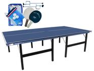 Mesa de Ping Pong Dobrável com Rede – Cor Azul – Aço e MDF – 152.5