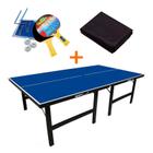 Mesa de Ping Pong MDP 15MM - KLOPF 1001 + KIT TÊNIS DE MESA - 5031 + Capa Impermeável