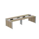 Mesa de Plataforma Dupla para 4 Pessoas Corporativa 140x140/4p Noce Naturalle/Cinza - Pandin Móveis