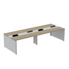 Mesa de Plataforma Dupla para 4 Pessoas Corporativa 140x140/4p Noce Naturalle/Cinza - Pandin Móveis